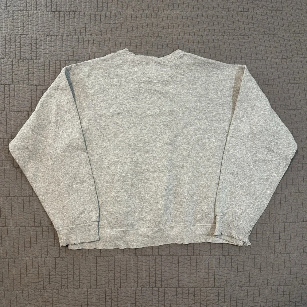 Vtg Y2K Starter Crewneck Sweatshirt Men‎ Large Gray Distressed Boxy Fit 90s
